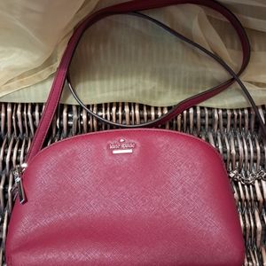 Kate Spade Deep Cherry Red Crossbody Purse with Gold Accents